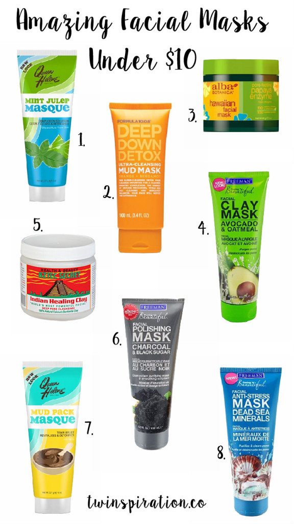 Amazing Facial Masks Under $10 by Twinspiration at https://twinspiration.co/facial-masks/