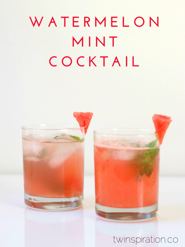 Watermelon Mint Cocktail Recipe by Twinspiration at https://twinspiration.co/watermelon-mint-cocktail/