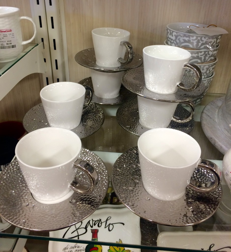 Silver and White Teacups