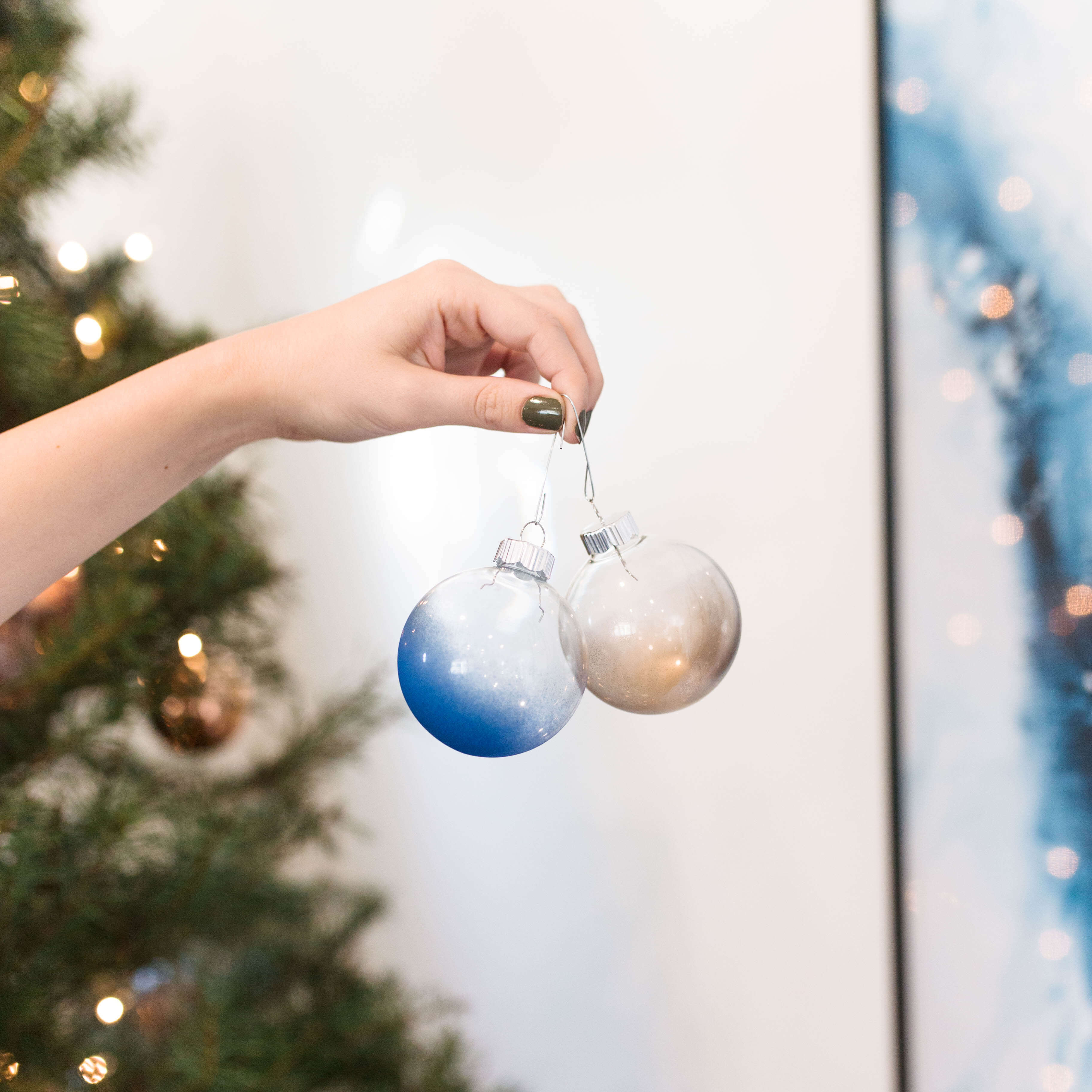 DIY Metallic Frosted Ornaments | Twinspiration