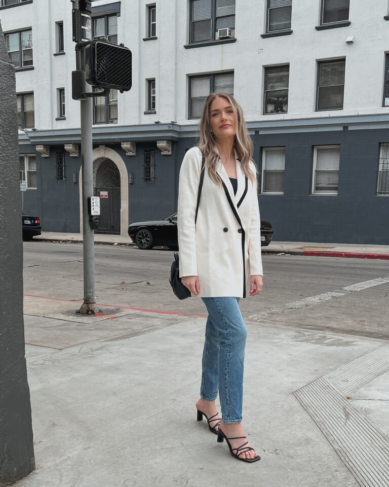 Black + Cream Sweater Blazer | Twinspiration