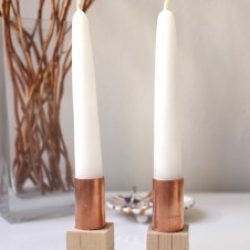 DIY Copper & Wood Block Candlesticks